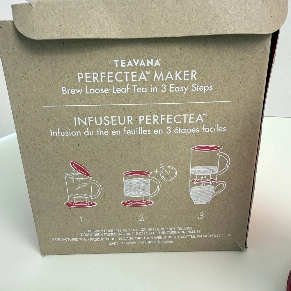 Teavana Perfectea Loose Leaf Tea Infuser 16oz Dark Red - New Open Box - Picture 3 of 6